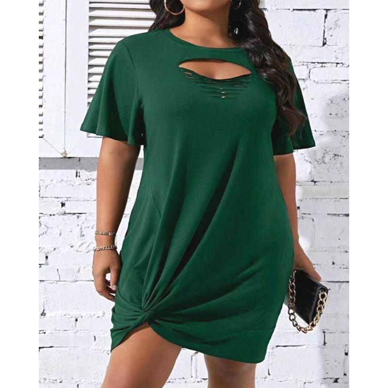 Women's Solid Color Hollow Out Twisted Casual Dresses