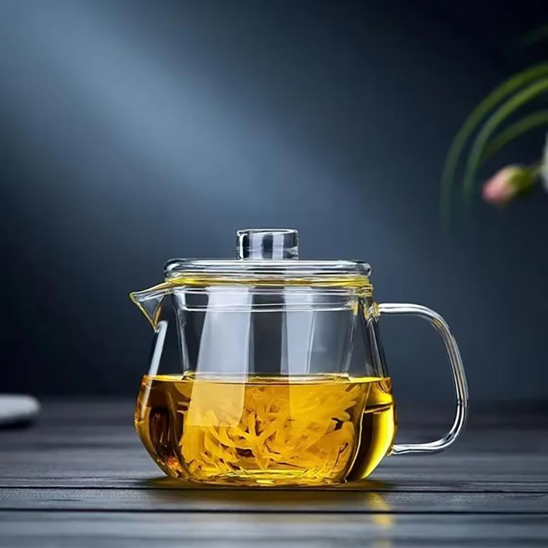 YWDL 480/600ML Glass Teapot Heat Resistant Borosilicate Clear Tea Kettle With Infuser Dishwasher Stovetop Friendly Loose Leaf