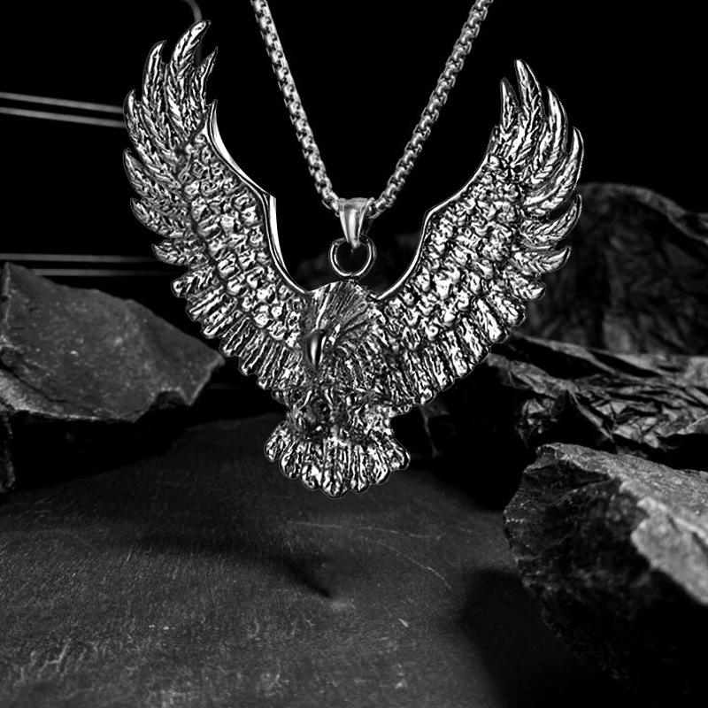 YQ 316L Stainless Steel Viking Eagle Pendant Necklace for Men Punk Gothic Jewelry