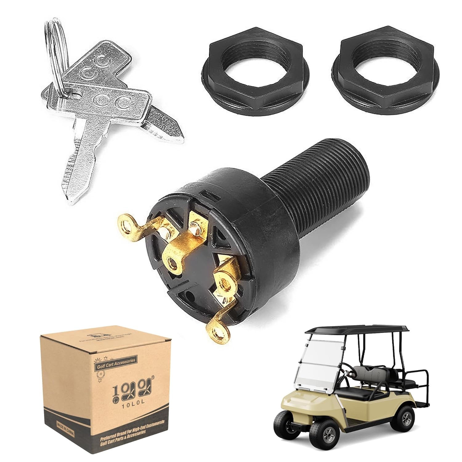 Golf Cart Ignition Switch with Keys for Club Car DS 1996-up, OEM# 1018263-01
