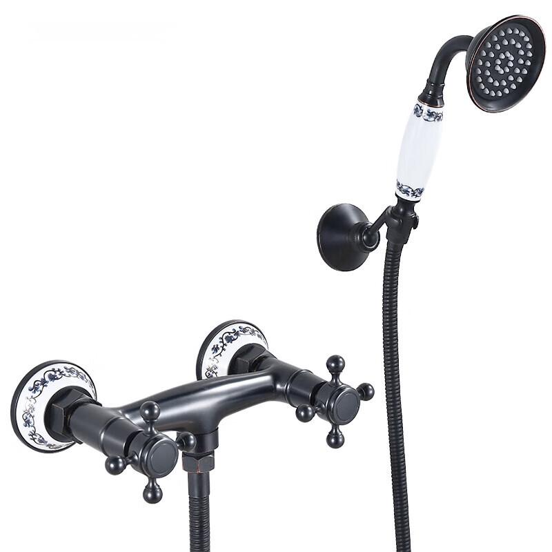TLXT Wall-Mounted Dual-Handle Shower Faucet Set