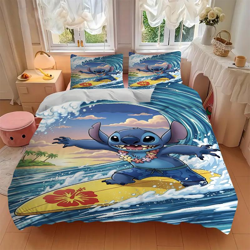 Stitch Adventure Print 3Pcs Bedding Setduvet Cover With 2 Bedropillowcase Home Birthday Gift