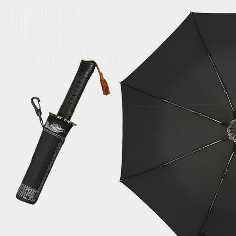 Japanese Style Samurai Katana Master Sword Umbrella Men Women Automatic 3 Fold Windproof Large Travel Sunscreen Parasol