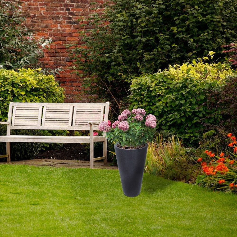 Grauer runder Plastik-Gartentopf 28x45 cm