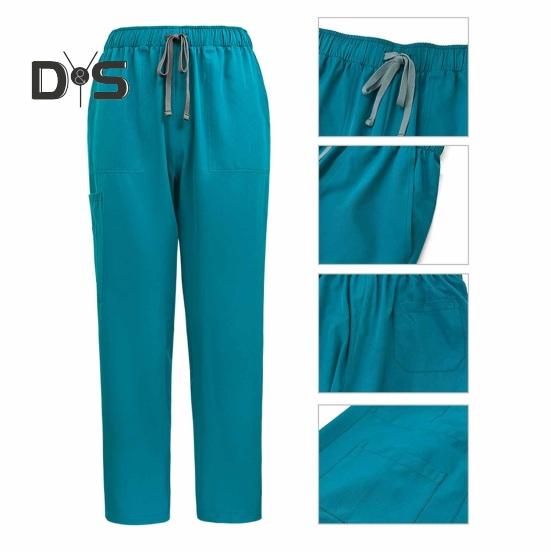 2Pcs Nurse Uniform Scrubs Set for Nurse Doctor Hospital Staff Jogger Suit with Multi Pocket Top Pants Stretchy Comfortable Workwear for Medical