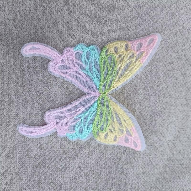 Hot-selling computer embroidery gradual change big butterfly wings hair accessories, hollow lace handmade DIY patch accessories