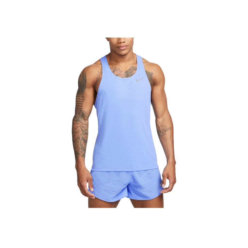 Nike Dri-Fit Szybkoschnąca Kamizelka do Biegania Okrągły Dekolt Dopasowany Jednolity Kolor Rozcięcie Odblaskowa Bez Rękawów Męskie Top Niebieski DQ4733-450