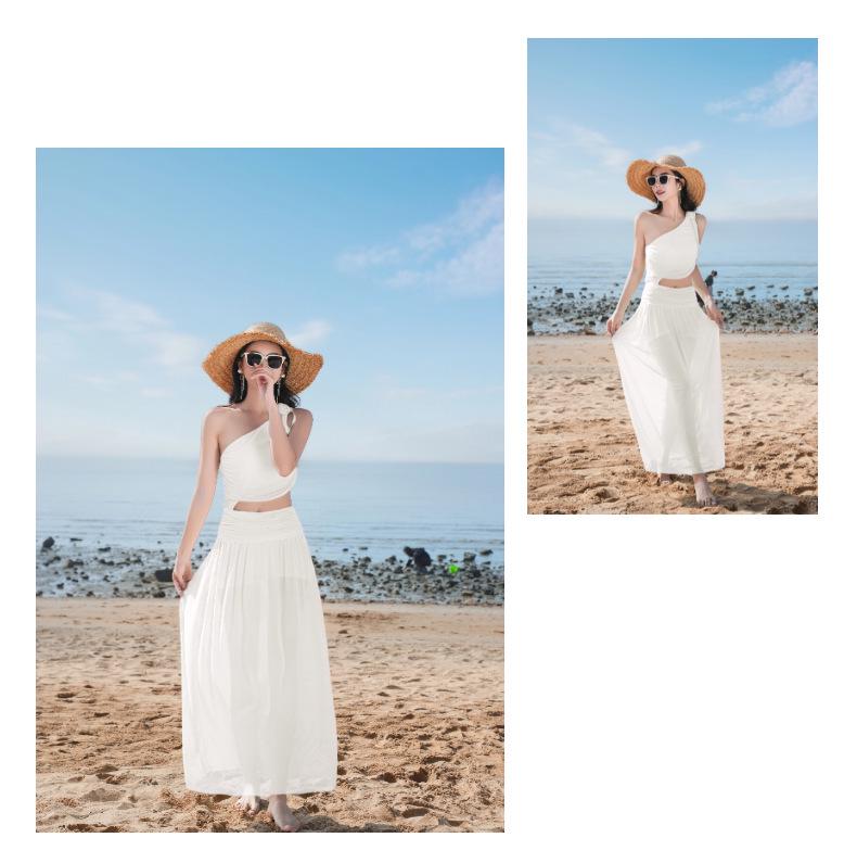 Luxury Red Off-Shoulder Thai Bikini with Long Skirt - Women's Sexy Resort Swimwear