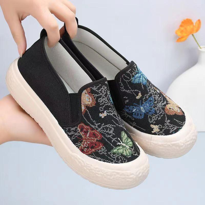 Spring and summer new fisherman shoes canvas women's shoes fashionable versatile Chinese style casual thick-soled lazy one-pedal single shoes women