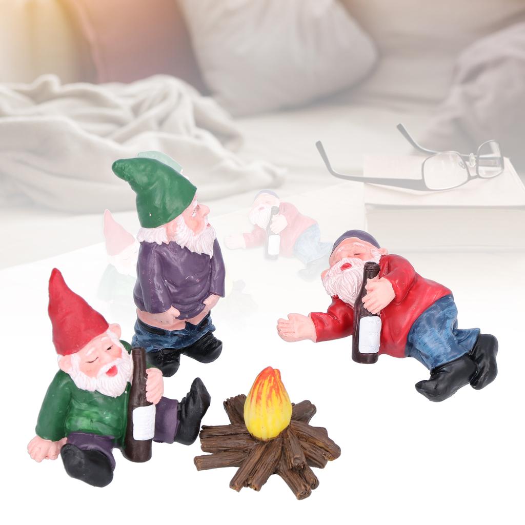 Minik Cüce Ateş Süsleri Seti Mini Reçine Peyzaj Bahçe Bebek Evi için Dekorasyon