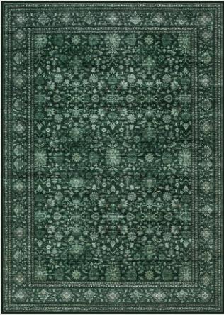 Vintage Emerald Green Area Rug Boho Dark Green Washable Living Room Entryway Floor Carpet Non-Slip Bathroom Door Mat Persian 40X60cm