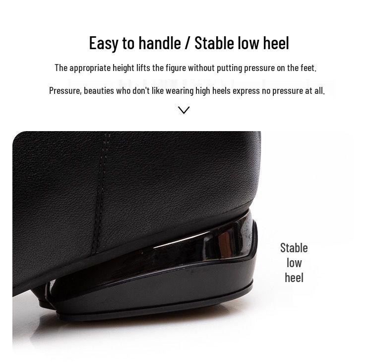 Women's Genuine Leather Ankle Boots - Low Heel, Round Toe, Warm Autumn/Winter Fashion for Moms