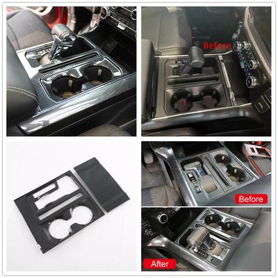 For Ford F-150 F150 Gear Shift Panel Front Center Storage Cover Water Cup Frame Trim Interior Car Styling Accessories