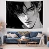 Black and White Anime Style Male Figure Wall Hanging  Unique Personality Wall Decorative Tapestry