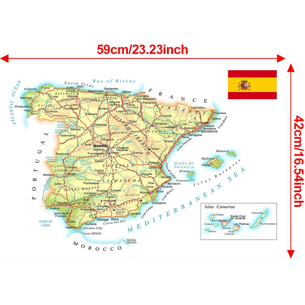 

Декоративная картина Ткань-фон карта Испании-Карта Испании-Линейная карта для путешествий, Учебное пособие, Фон для фотосессии A2-59*42cm