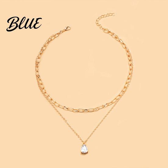 Delicate Drop Necklace Cubic Zirconia Necklace Double-Layered Chain Elegant Choker