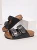 Fashion 2025 Summer Cork Sandals Men's Flock Faux Suede Mule Clogs Slippers Brown Classic Buckle Cork Slides Slippers for Men Slippers