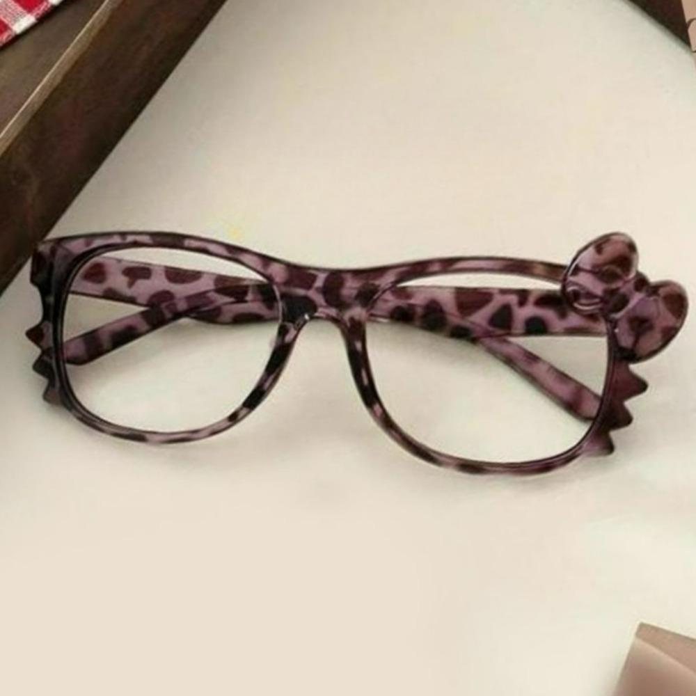 

Cute Round Frame Bowknot Eyeglass Pink Leopard Print Eyewear Cartoon Large Round Frame Eyeglasses Without Lenses Glasses Frame