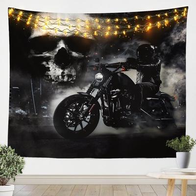 Wandbehang Schwarz Motorrad Wandbehang Totenkopf und Nebel