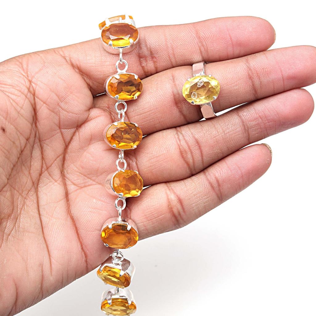 Swiss Blue Quartz Gemstone Women's Unisex Jewelry Bracelets & Rings 7-8''