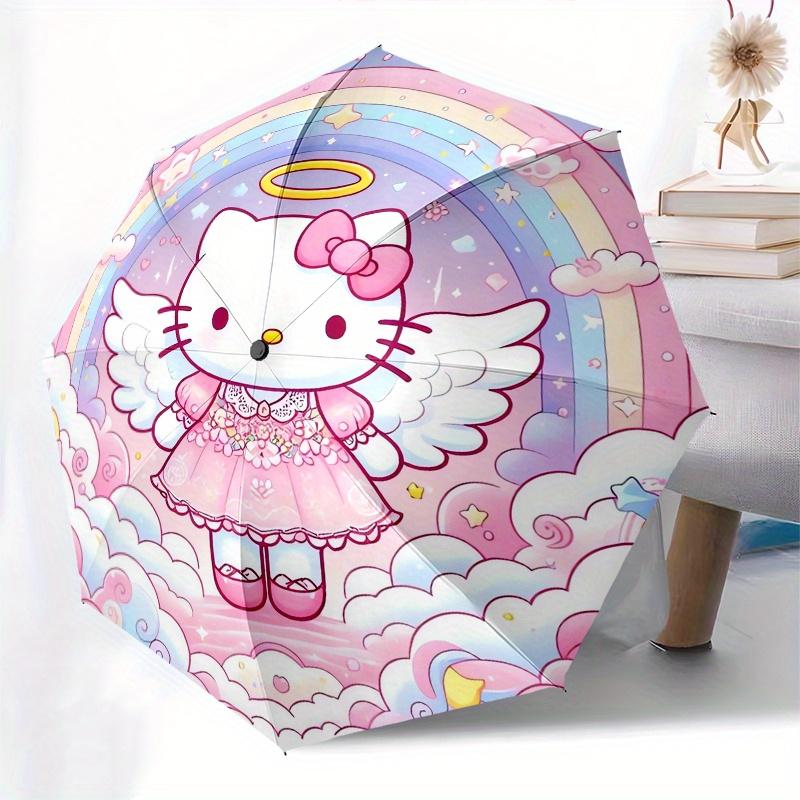 Hello Kitty,Angelic Automatic Folding Umbrella-Simple 8-Rib Design, Bright Cartoon Pattern, Durable Iron Frame, Suitable For Travel, Outdoor