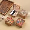 Vintage Cork Jewelry Organizer Box Bohemia Portable Earrings Storage Box Flowers Retro Necklace Storage Case Display Travel