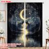 2pcs  2D Plane Printing Curtains&Window Treatment Starry Night Sky Durable 100% Polyester Fabric (without Rod) Festive for Living