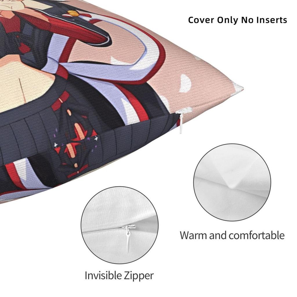 Pillow Case Ookami Mio Square Pillow Cover Cute Funny Cushion Cover Design Pillowcases For Chair Sofa Home Decoration