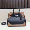 H Family Women's High-End Cowhide Leather Lace Platinum Handbag