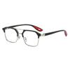 2026 Men's Polarized Double Bridge Sunglasses - Black Red Color Block Square with Anti-UV Protection for Driving