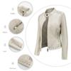 New Rivet Fashion Stand Collar Leather Coat Women's Solid Color Casual Jacket Women's Spring and Autumn Coat Women's Clothing