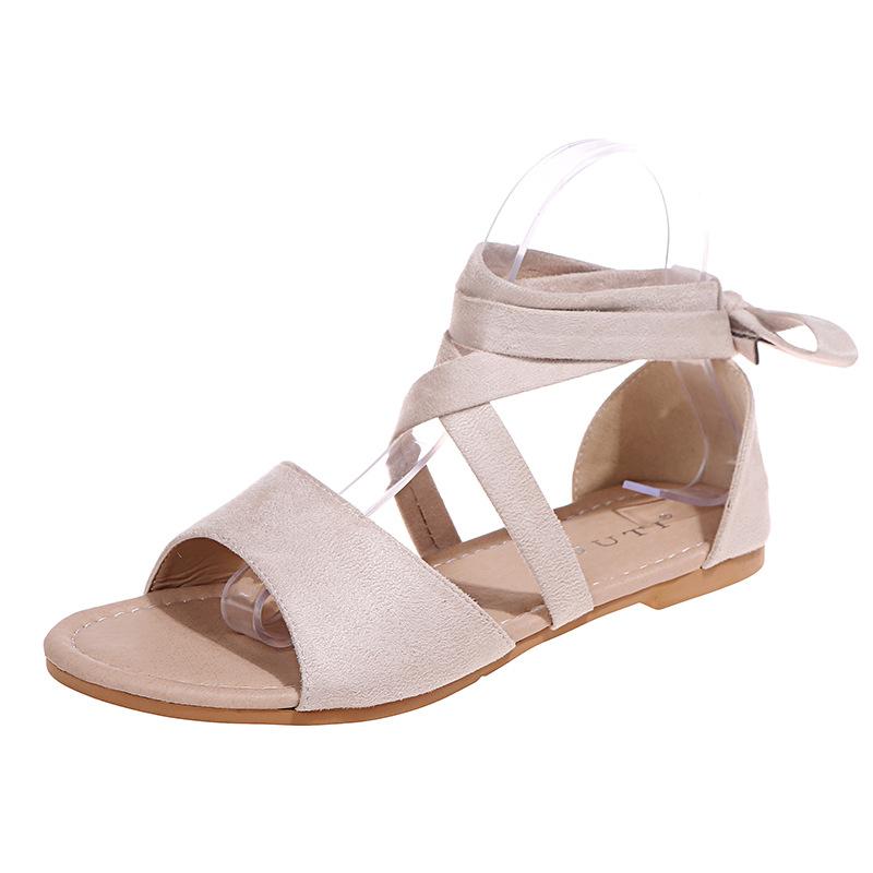Fashion Women Sandals Flat Beach Dress Shoes Fashion Slippers 2025 Summer Female Cross Tied Lace Up Flip Flops Retro Slides