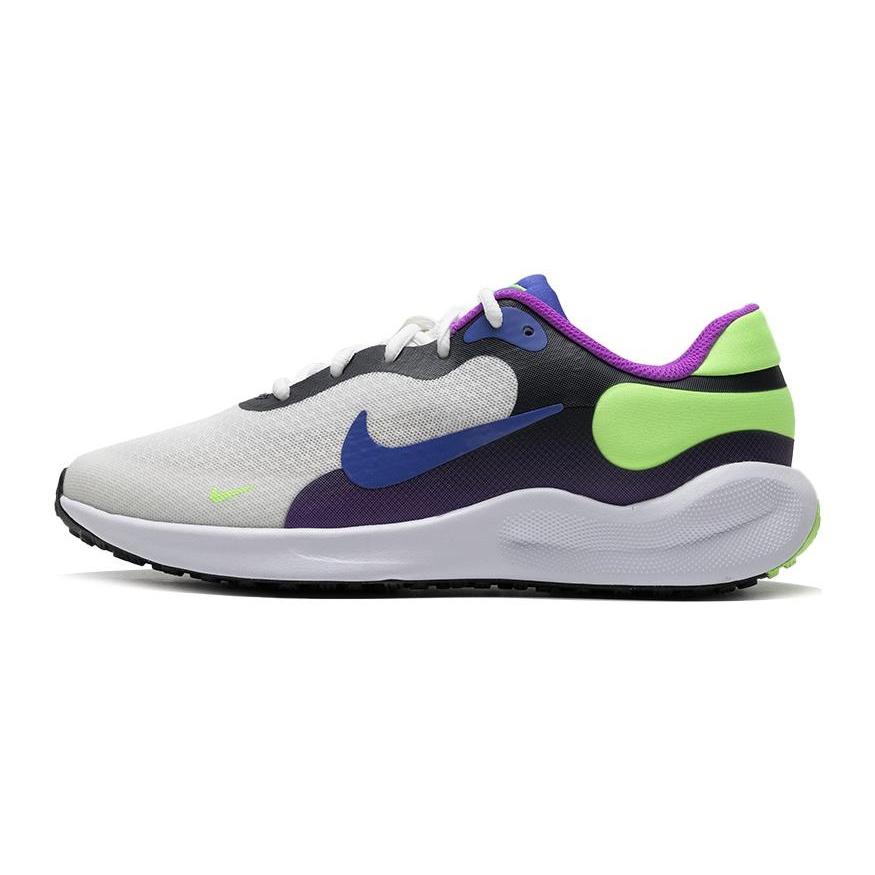 (GS) Nike Revolution 7 Shoes White Fuchsia Dream Green Kids FB7689-100 EU 35.5