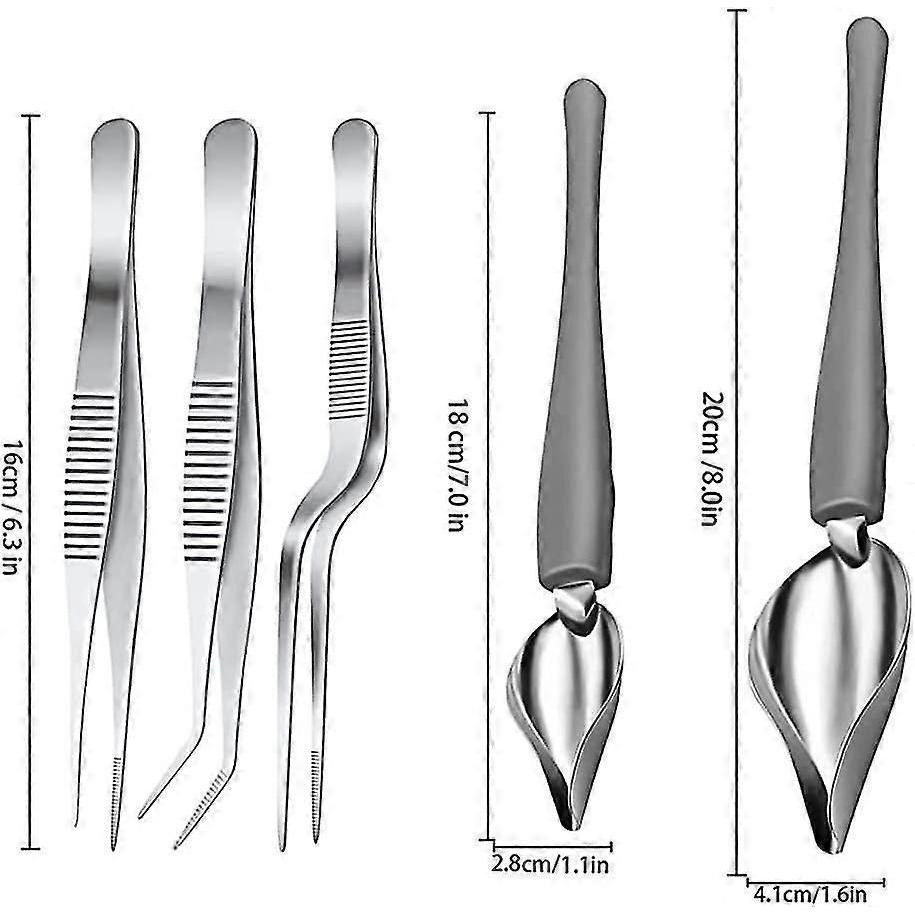 8 pcs Chef Art Pencil Stainless Steel, Culinary Drawing Tool Set Food Tongs, Dough Scrapers Plastic Set for Pastry Cake Culinary Decoration
