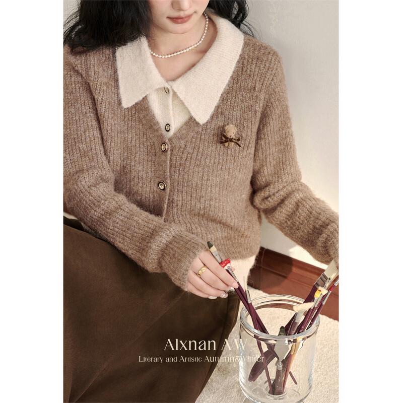 Women's Faux Two-Piece Christmas Knit Sweater