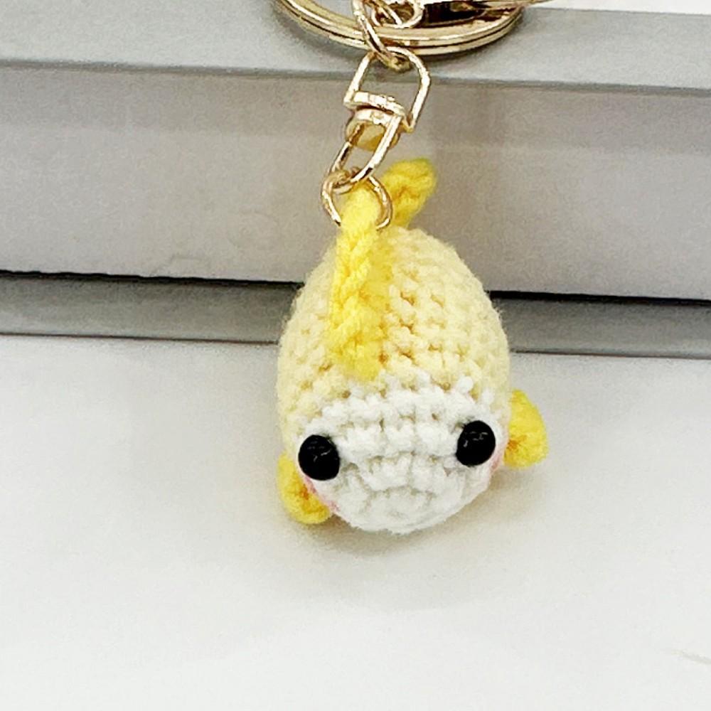 Lovely Crochet Sea Fish Pendant Mini Knitted Fish Key Ring Cute Handwoven Animal Pendant Bag Decor