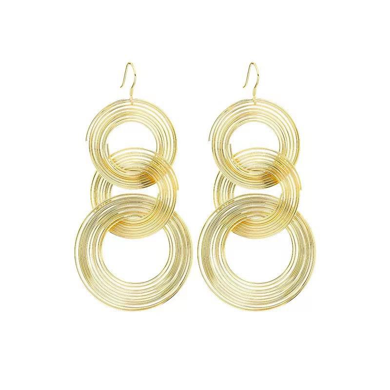 Retro Metalowe Długie Kolczyki Koła z Koreańską Szykowną Osobowością dla Kobiet