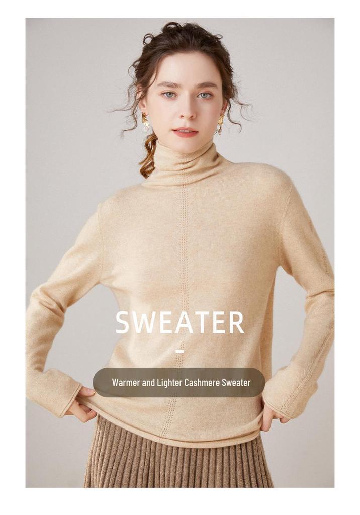Women's High Neck Cashmere Sweater - Wheat Ear Knitwear for Autumn/Winter