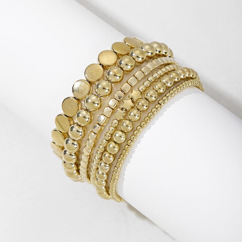 Alloy beaded bracelet jewelry women's niche light luxury high-end handmade geometric stacked anklet