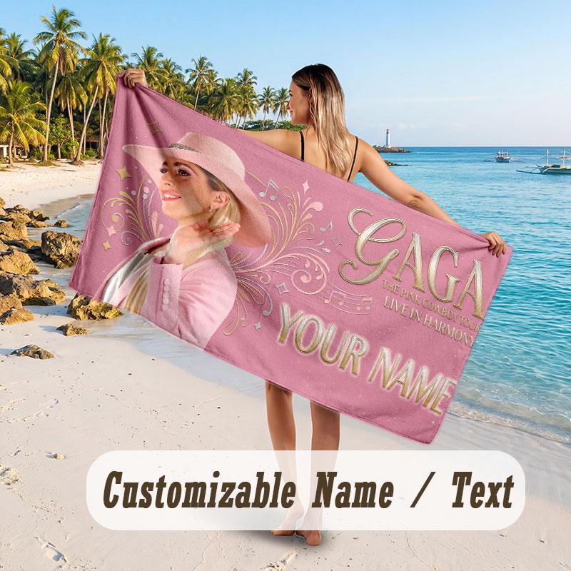 Custom Name Large Beach Towel,Lady Gaga Quick Absorbent Towel For Outdoor Travel Poolside