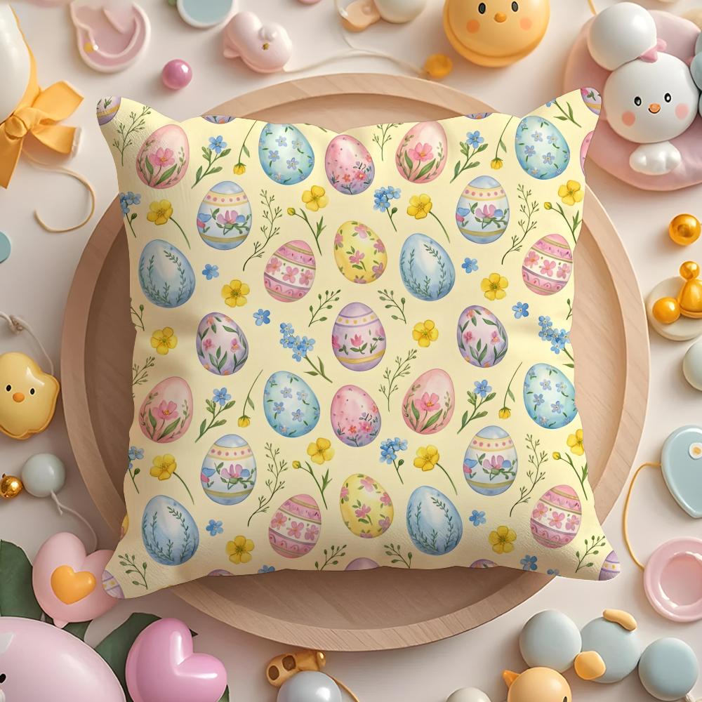 Cute Easter Bunny Cushion Cover Plush Fabric Soft Double-Sided Printed Sofa Warm Winter Home Gift Pillow Case