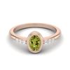 Bezel Set 0.67 Ctw Oval Peridot 925 Sterling Silver Rose Vermeil Solitaire Women Wedding Ring