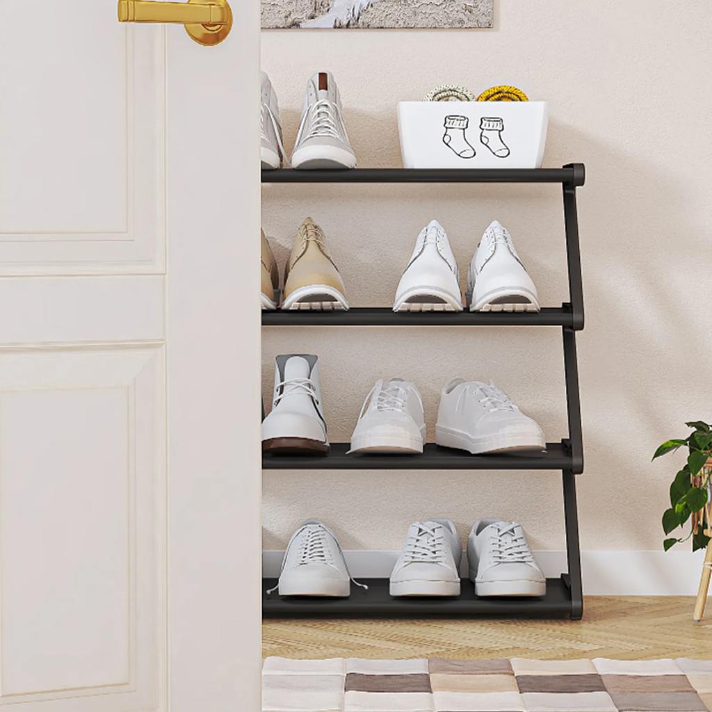 4-stufiger Edelstahl-Schuhregal-Organizer, Unabhängiger Schuhschrank Multifunktionaler Eingangsschuhschrank Flurschuhschrank