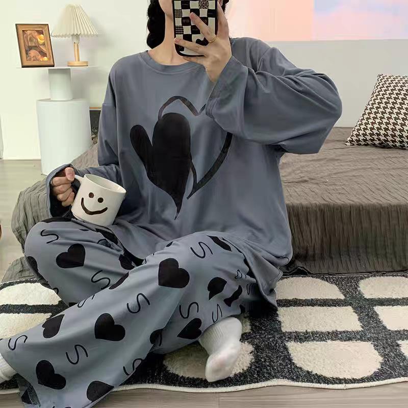 Women's Korean Smiley Cartoon Pajama Set - Soft, Skin-Friendly, Sporty Sleepwear
