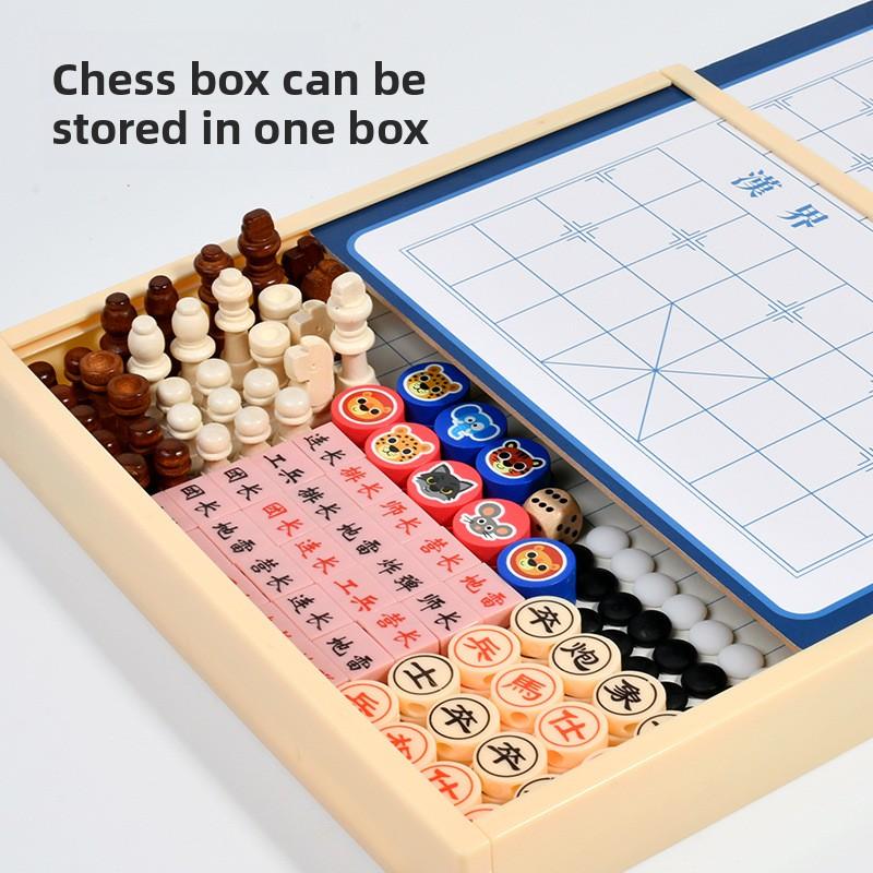 Multi-in-1 Wooden Board Game Set | Ludo, Gomoku, Chinese Checkers | Parent-Child Interactive Toy | Educational Brain Teaser