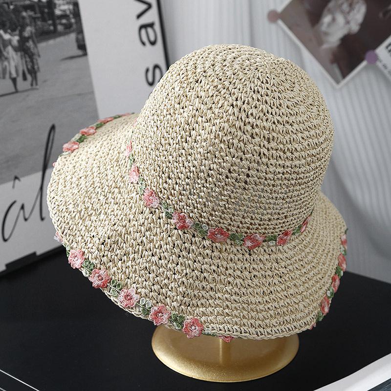 Straw hat Straw hat Women's versatile foldable sun hat Seaside vacation idyllic hand-woven bucket hat Basin hat