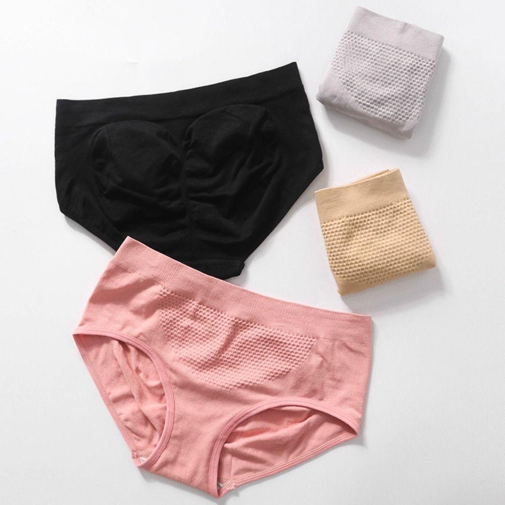 5PCS Panties Seamless Briefs Mid Waist Women Underwear Comfortable Simple Underpants Girls