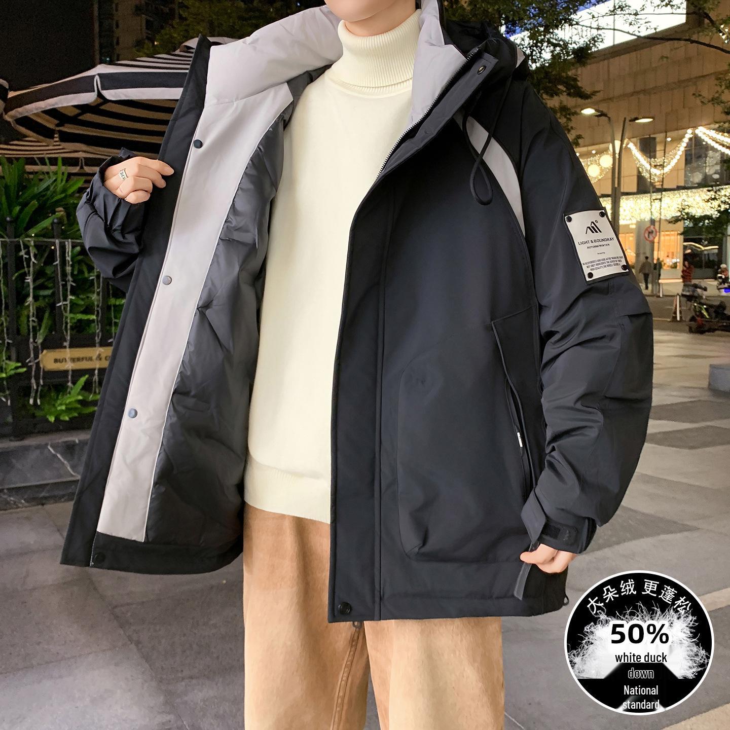 

Youth Boys Thickened White Duck Down Jacket - Warm Winter Outerwear for Junior High Students 4XL (approx. 175-190 lbs)