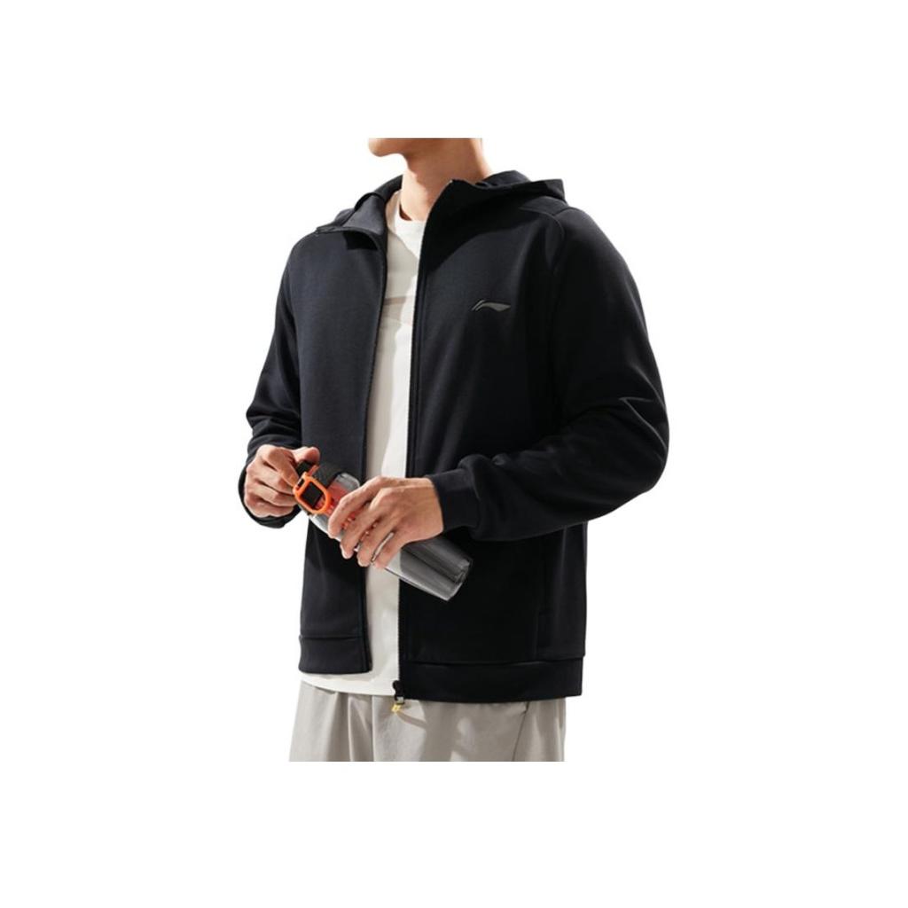 Li-Ning Fitness Series Hettegenser med glidelås for menn Sweatshirts Svart AWDU167-1