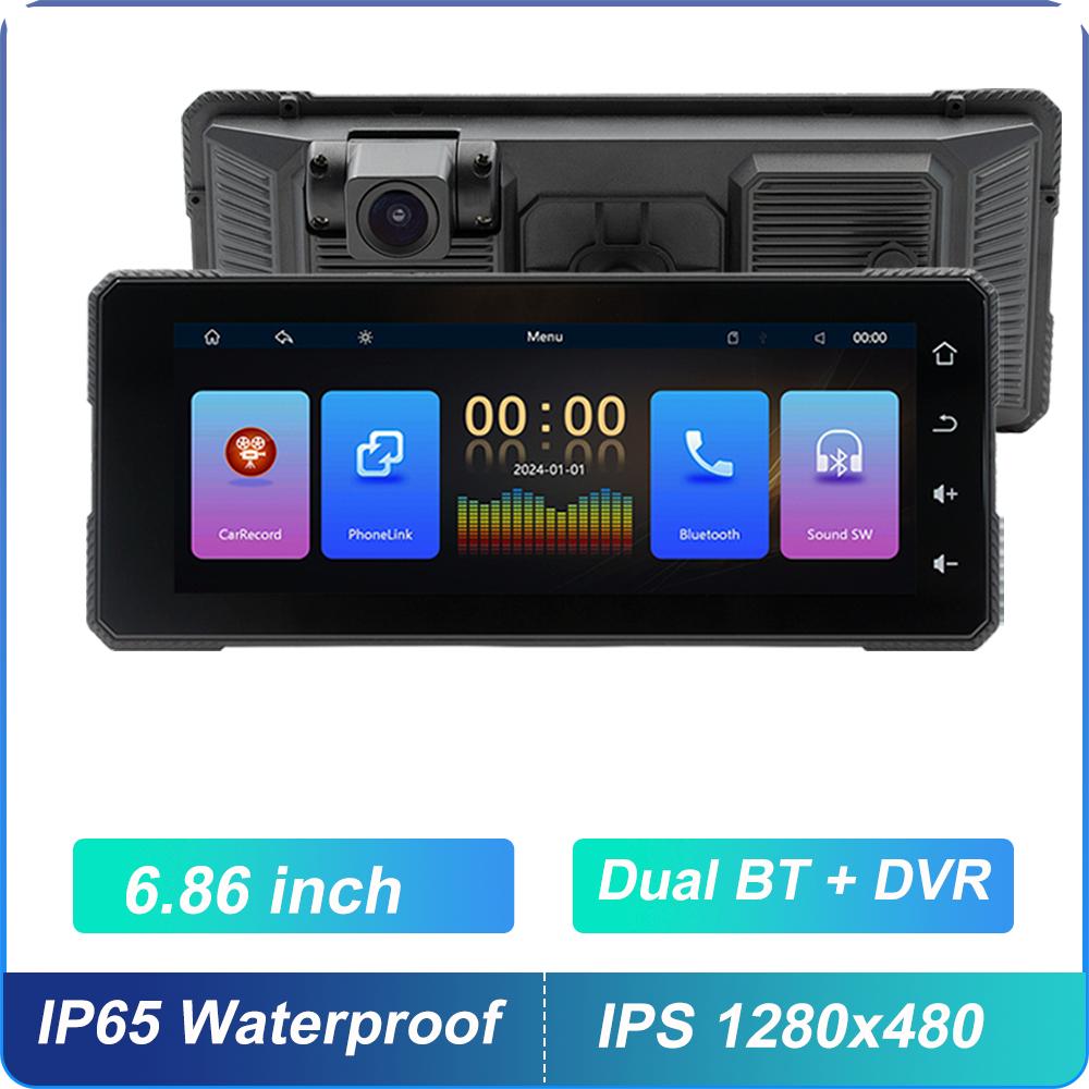 

BQCC 6.86 Мотоцикл беспроводной Carplay Android Auto автомобильный портативный плеер двойной BT DVR IP65 водонепроницаемый мультимедийный смарт-автомобильный радиоприемник